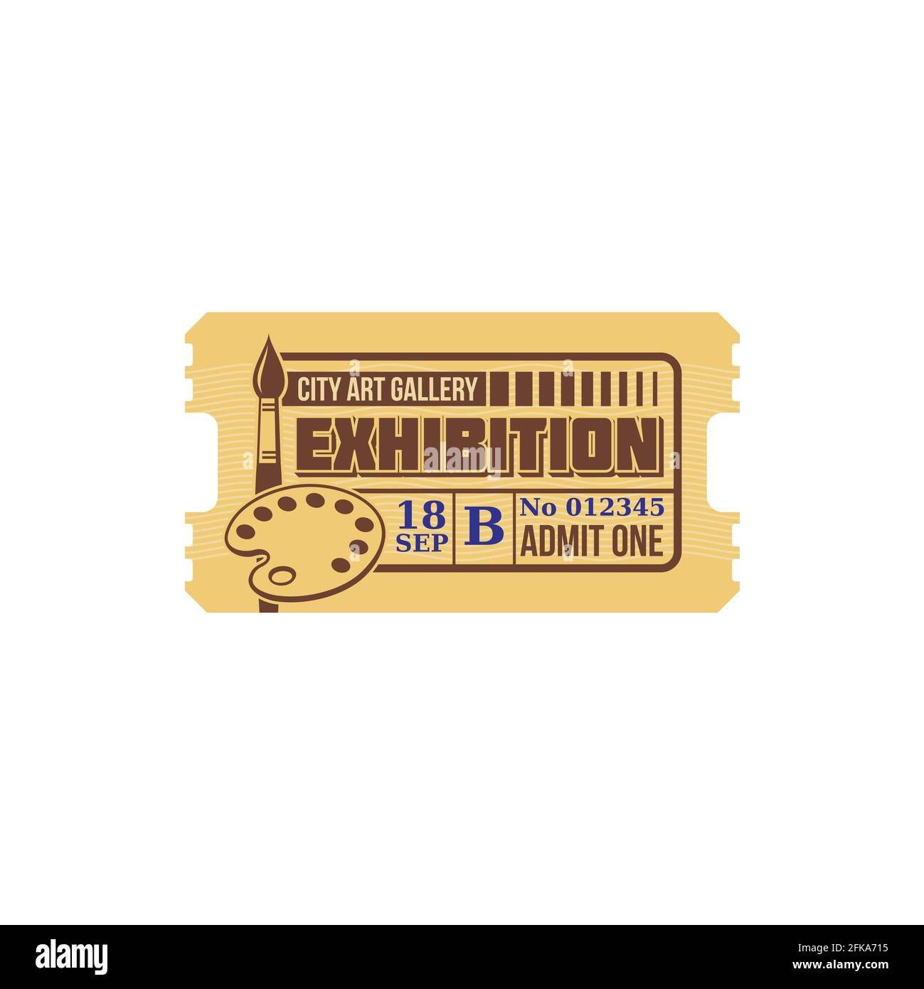 Coupon to art gallery exhibition isolated retro ticket mockup. Vector admit  one to see paintings and pictures cultural heritage, numbered paper card  Stock Vector Image & Art - Alamy