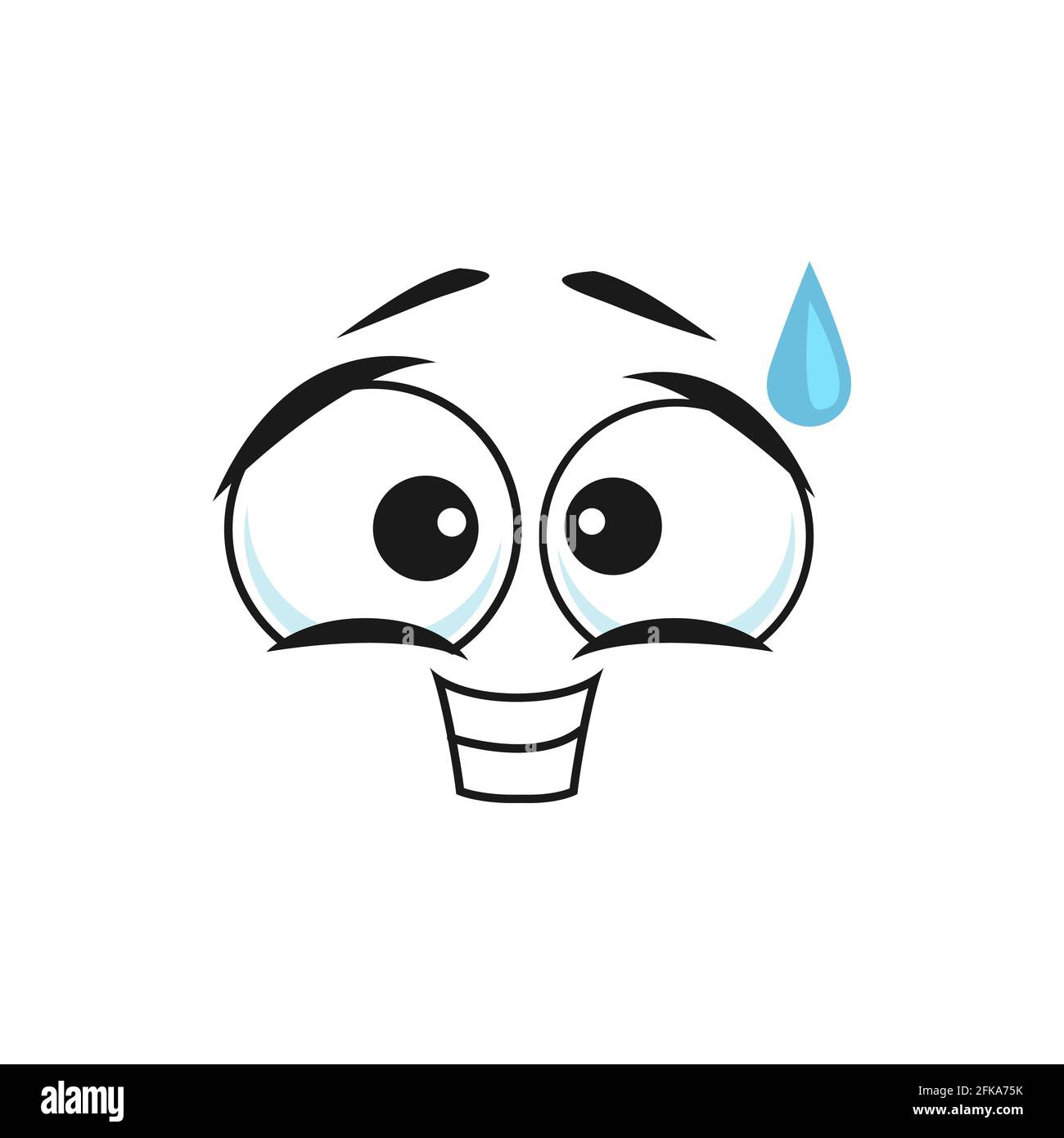 Cartoon sweating face vector smile, guilty or hangdog emoji, funny smiling  facial expression with drop of sweat. Human feelings, in fault comic emotio  Stock Vector Image & Art - Alamy