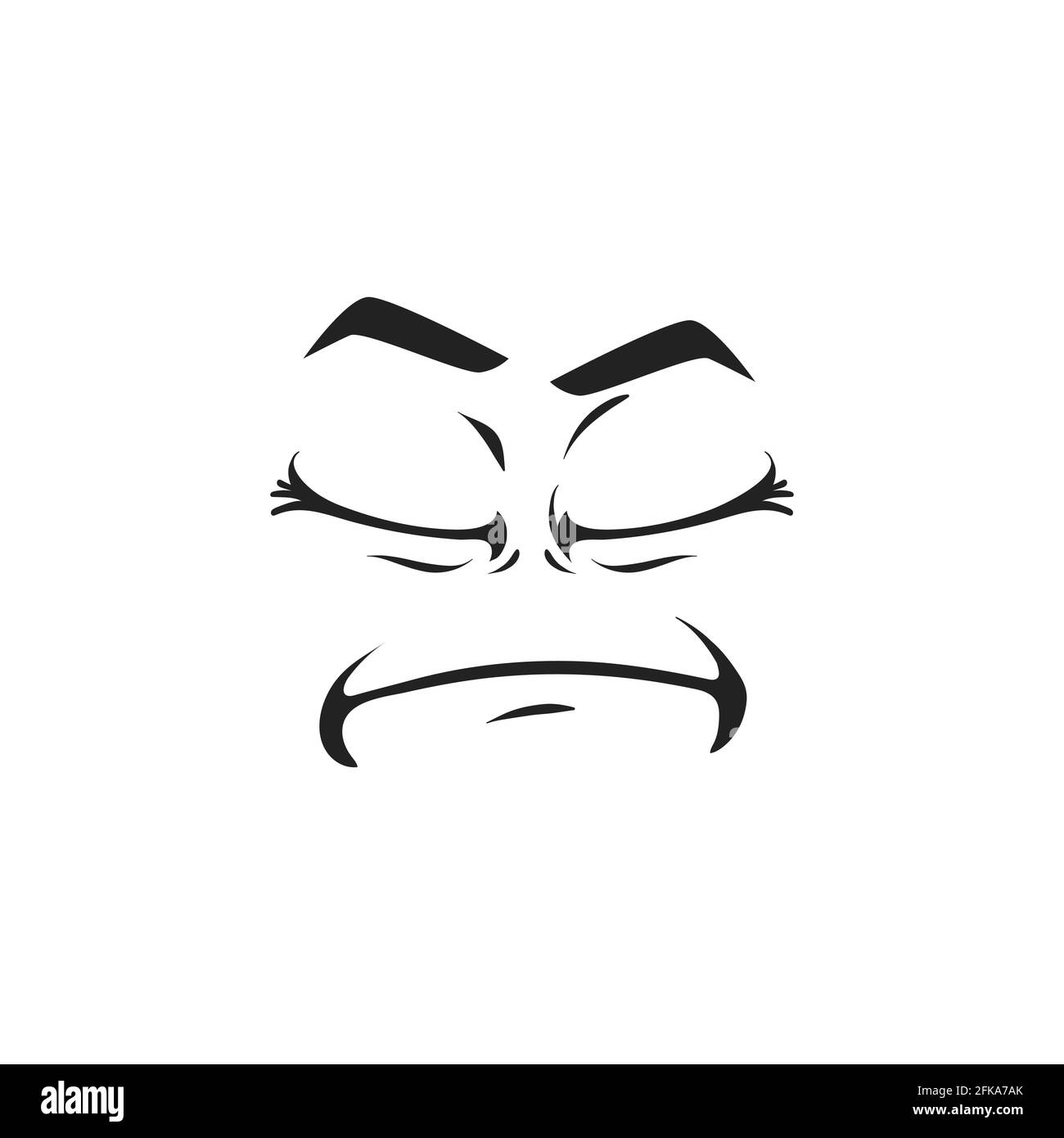 Cartoon face vector icon, resentful emoji with puff out cheeks and closed eyes. Upset dissatisfied facial expression, funny feelings isolated on white Stock Vector