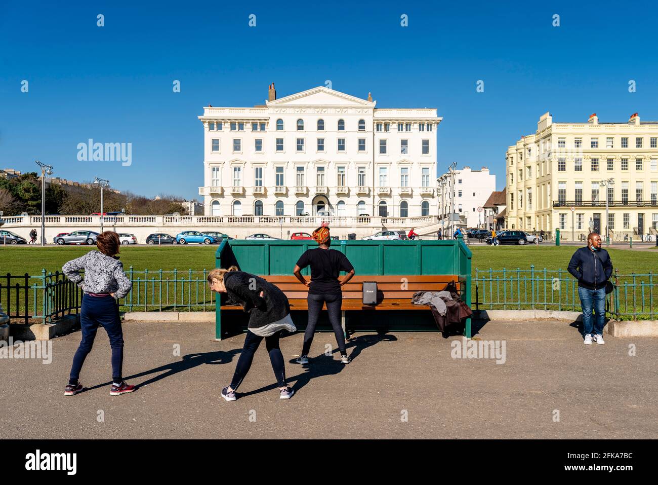 Young People Dancing On Hove Seafront, Brighton, East Sussex, UK. Stock Photo