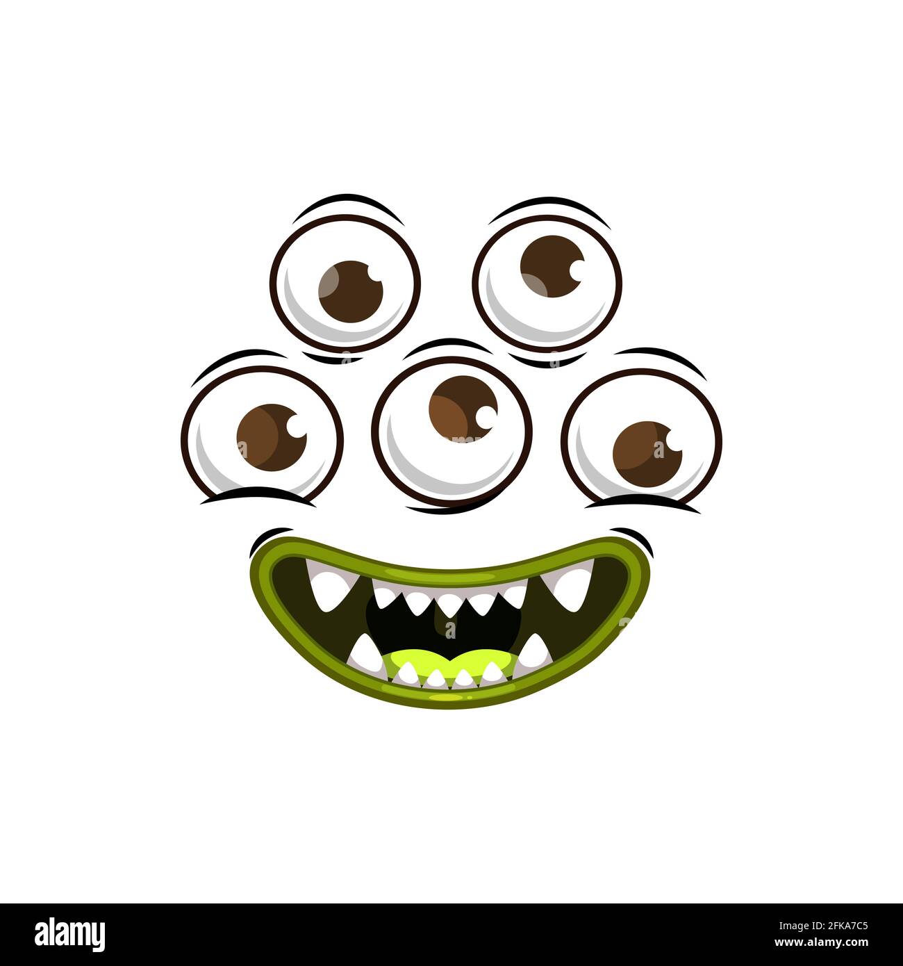 Monster face cartoon vector icon, creepy creature, emotion with