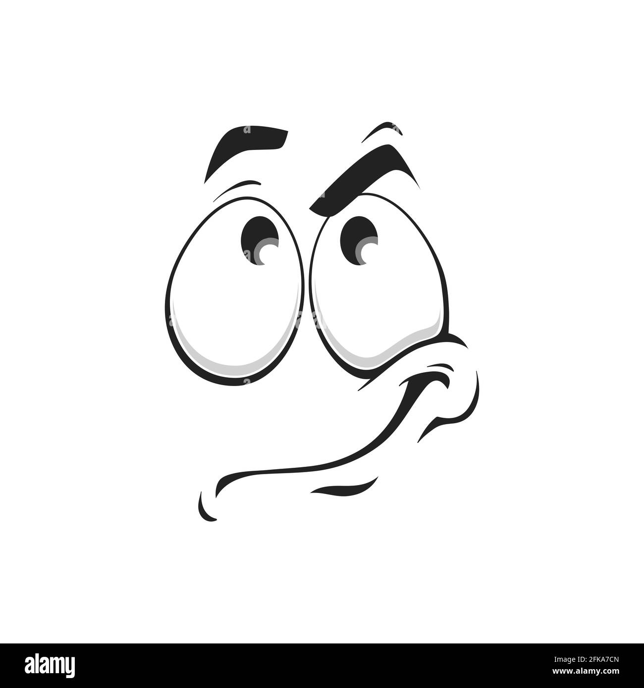 Cartoon face vector icon, funny thinking emoji, thoughtful tense facial  expression with eyes looking up, smart feelings isolated on white  background Stock Vector Image & Art - Alamy