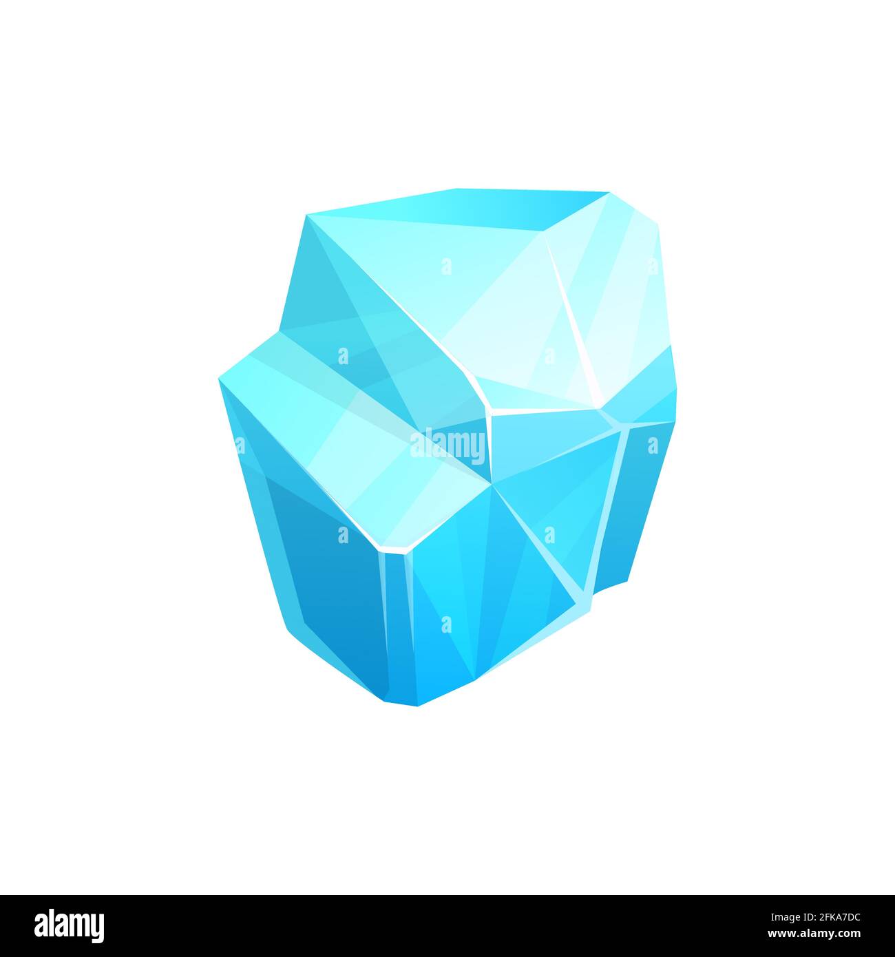 Ice crystal, blue piece of iced floe, vector salt mineral, snowdrift cap or icicle. Cartoon ui