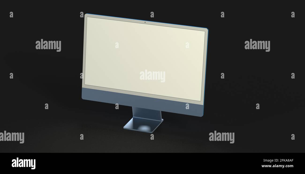 3D rendering of a computer display with blank white screen Stock Photo ...