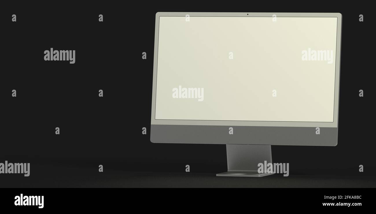 3D rendering of a computer display with blank white screen Stock Photo ...