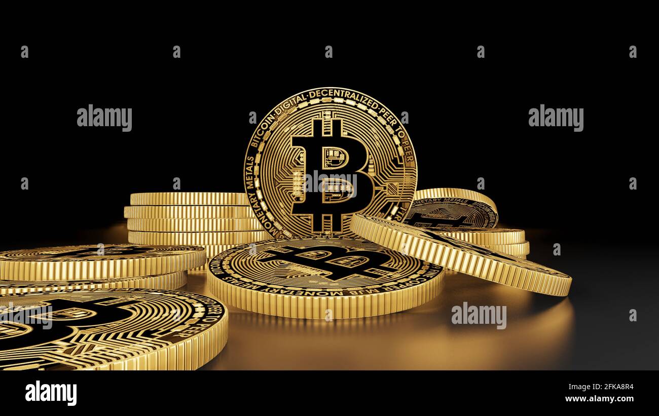 Bitcoin coins Digital money 3D Rendering Stock Photo - Alamy