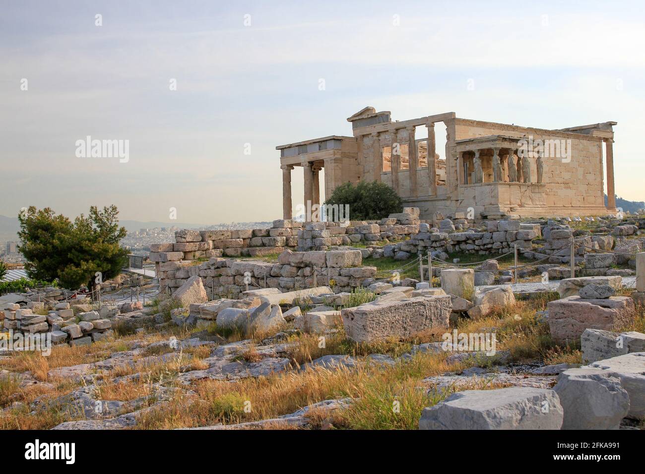 Porch of the Caryatids at the Erechtheion, Athens, Greece Stock Photo