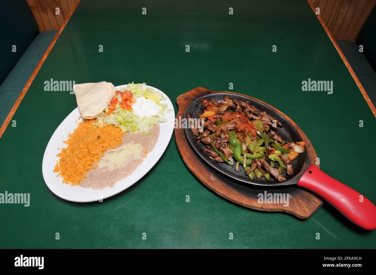 Authentic and traditional Mexican cuisine known as steak fajitas Stock