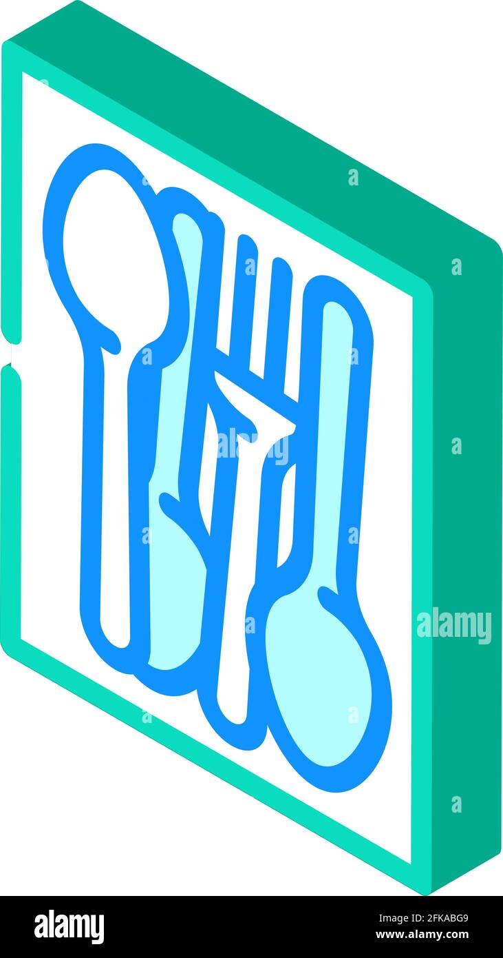 kitchenware spoon and fork isometric icon vector illustration Stock ...