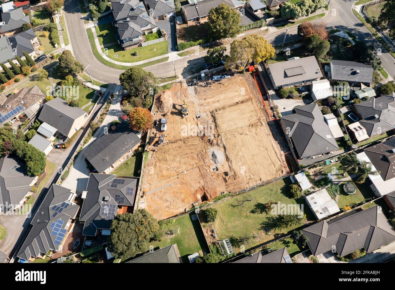 Aerial photo of vacant residential land under development in Australia Stock Photo