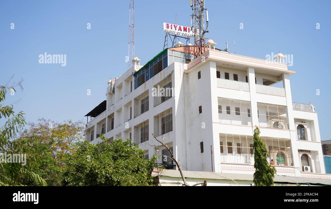 04 March 2021-Metro city, Jaipur, India. Girls college building. Group of apartments for Graduation programme for females. Stock Photo