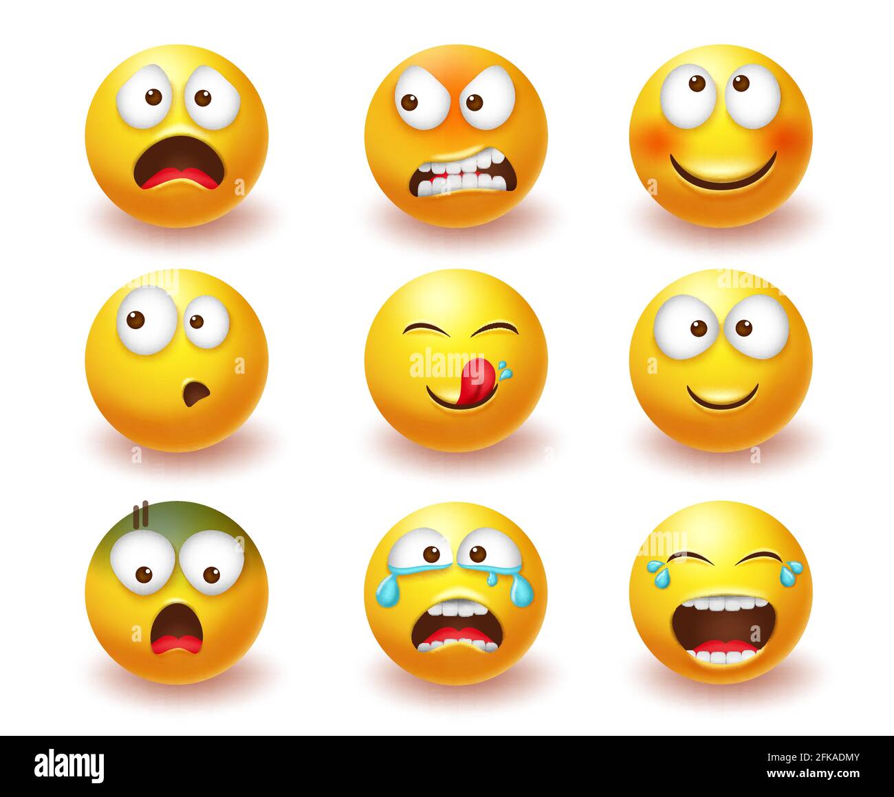 Smiley Emoji Vector Set Smileys 3d Yellow Icon In Angry Laughing And 