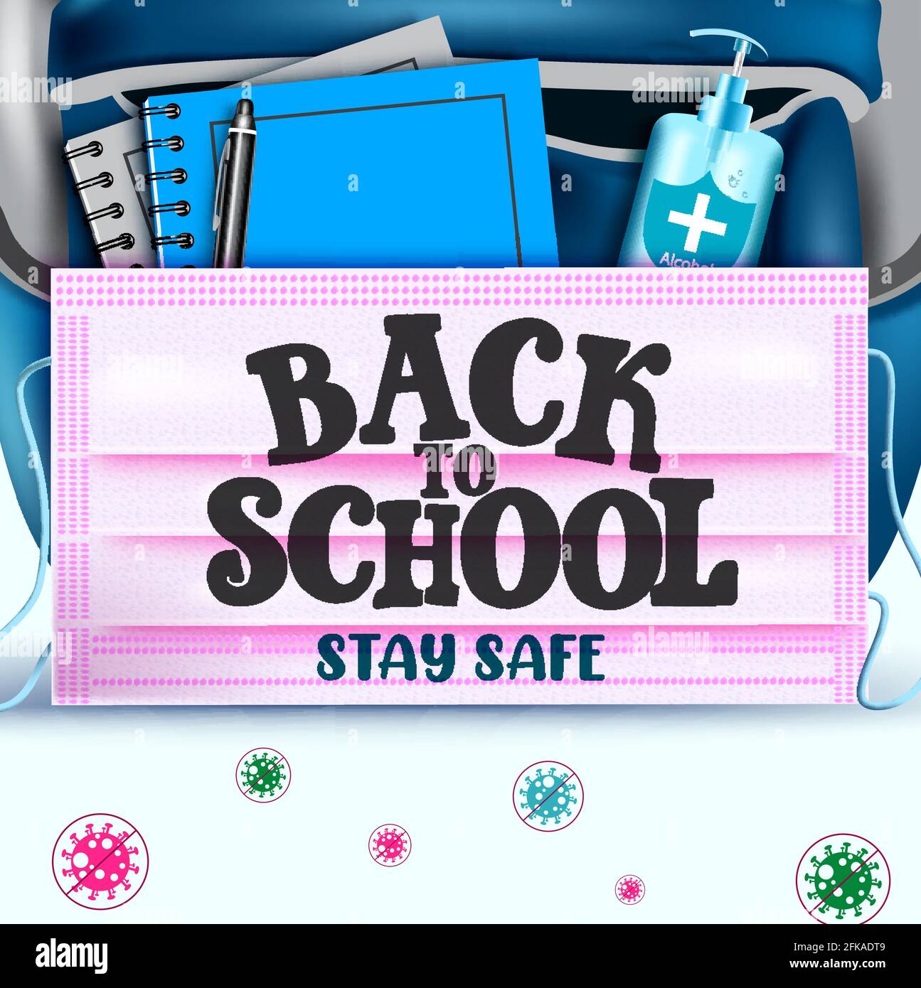 Back to school vector concept design. Back to school text in face mask ...