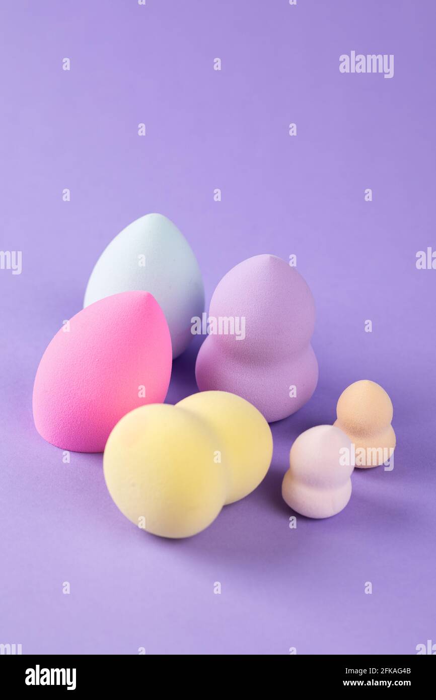 different colors of beauty blender Stock Photo