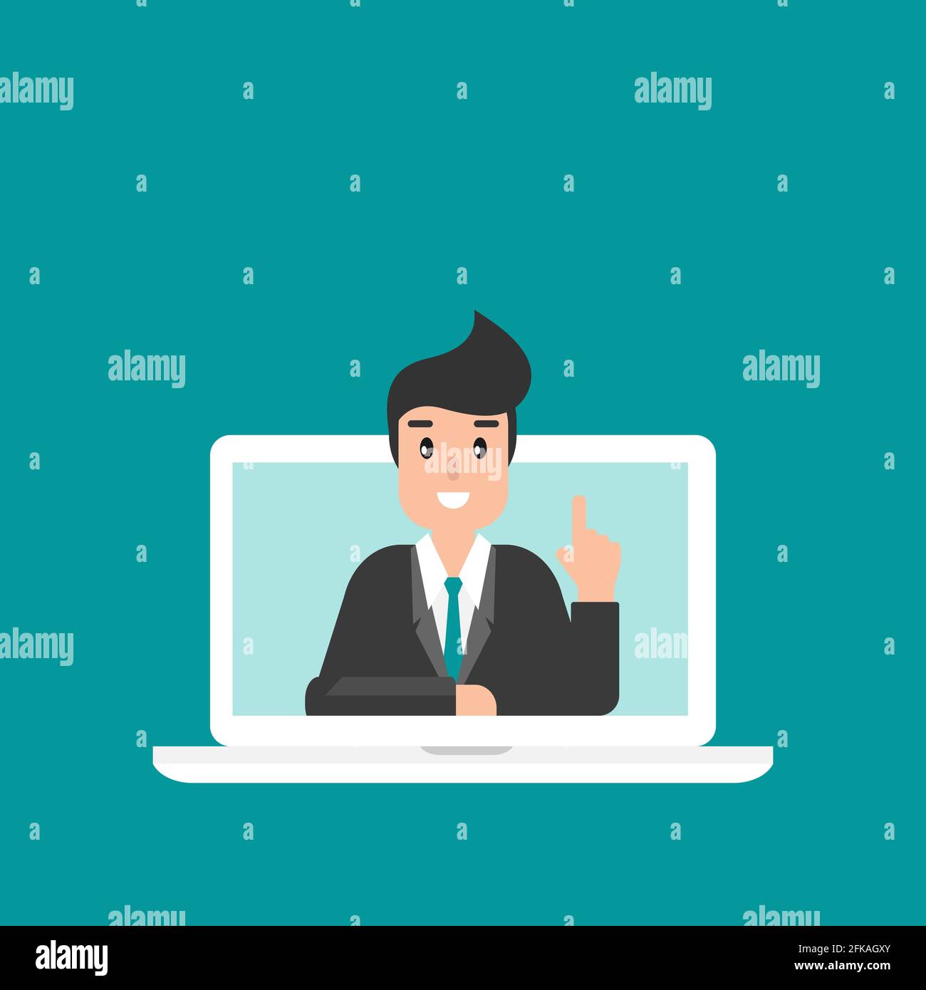 businessman or attorney on computer screen. flat vector illustration on ...
