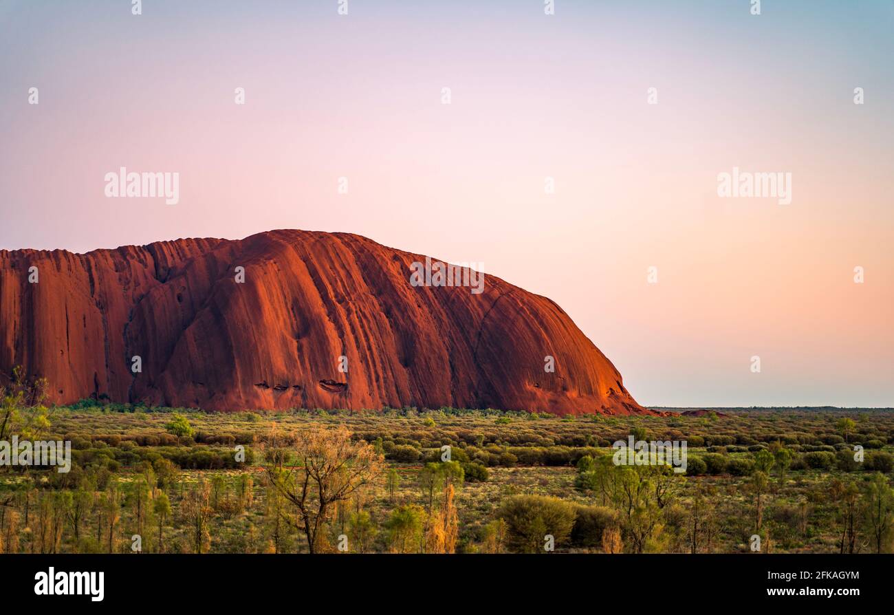 Uluru at sunrise Stock Photo