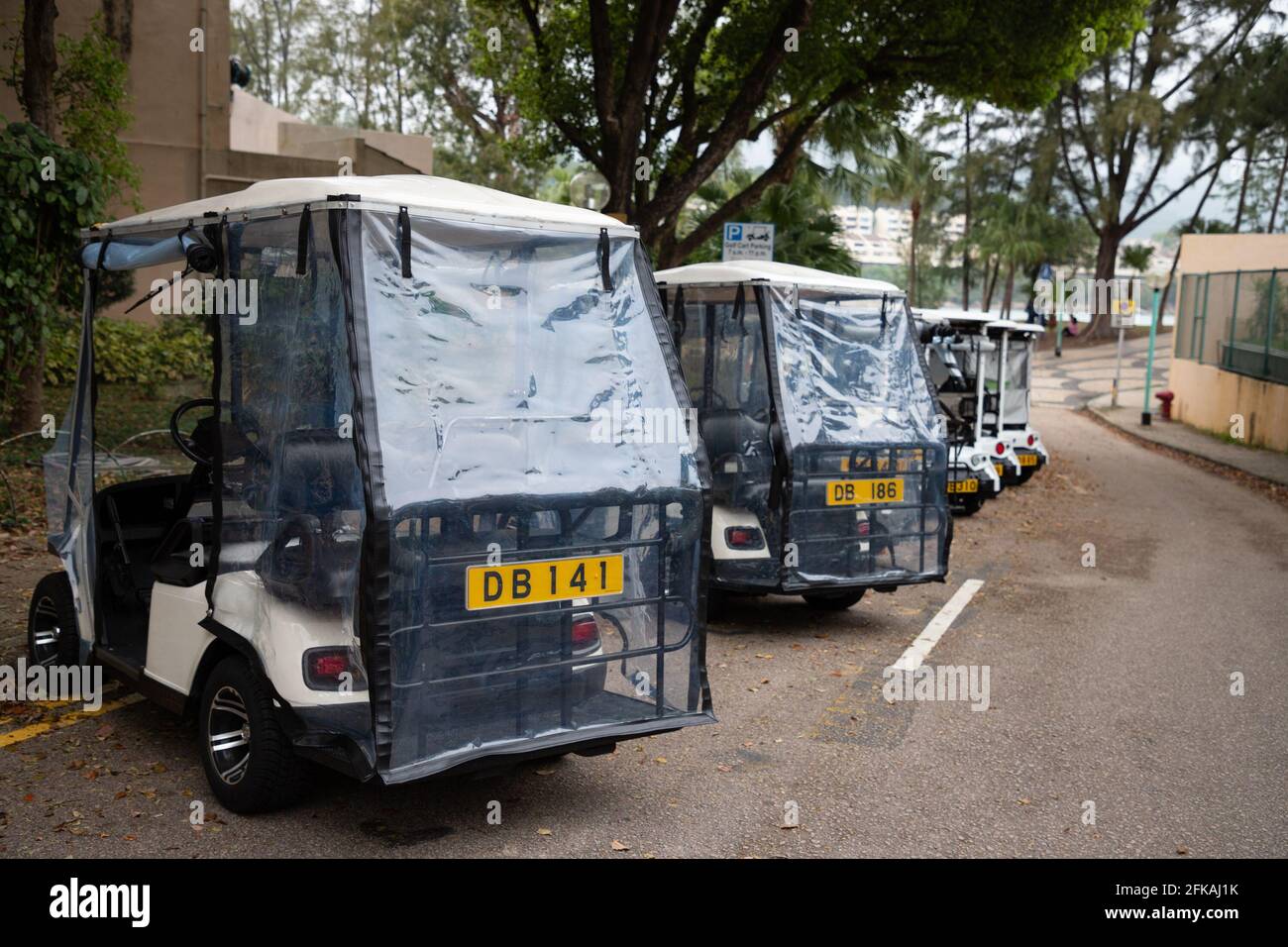 27 2 2021 golf cart in discovery bay, Lautau island, hong kong Stock