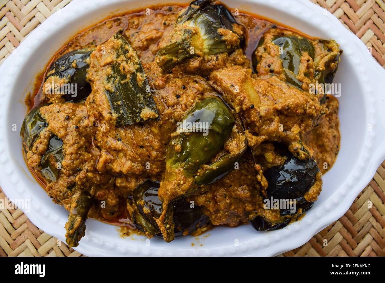 Delicious Indian brinjal curry specially made in south india known as