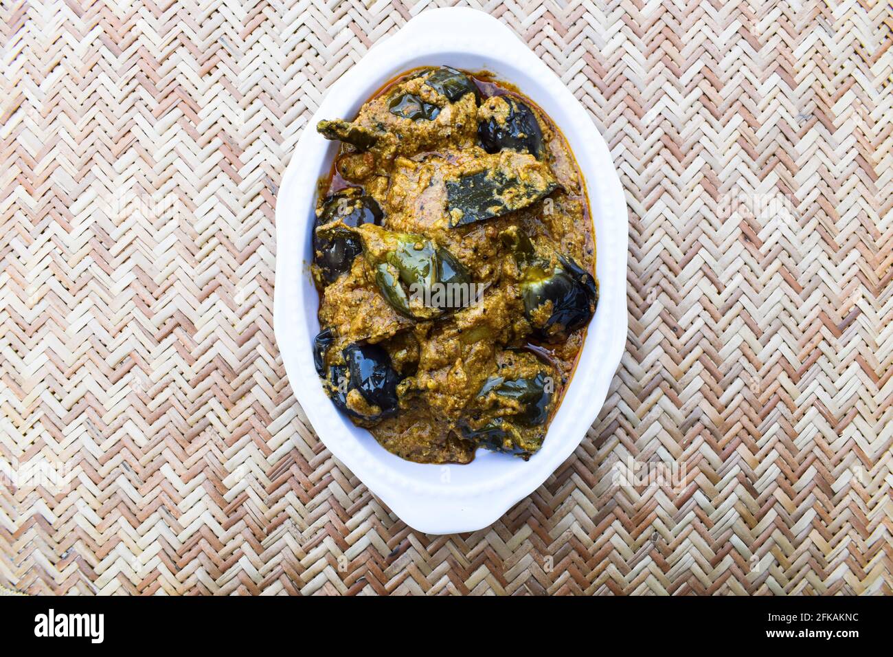 Delicious Indian brinjal curry specially made in south india known as