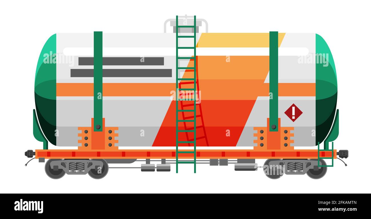 Rail oil gasoline tanker car. Freight tank wagon Stock Vector Image