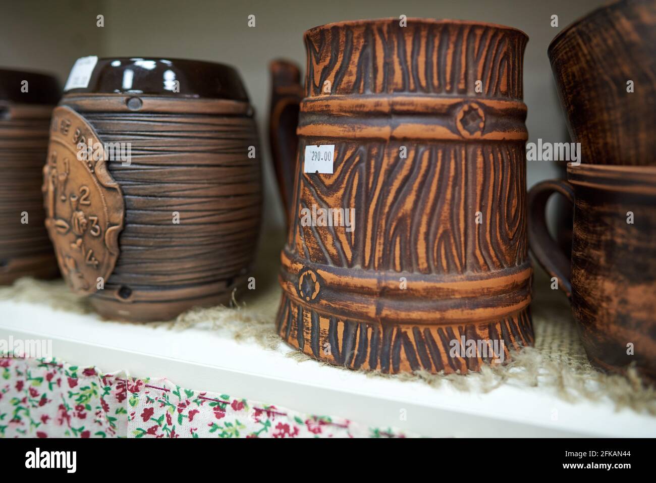 Clay beer mug and other clay products Stock Photo
