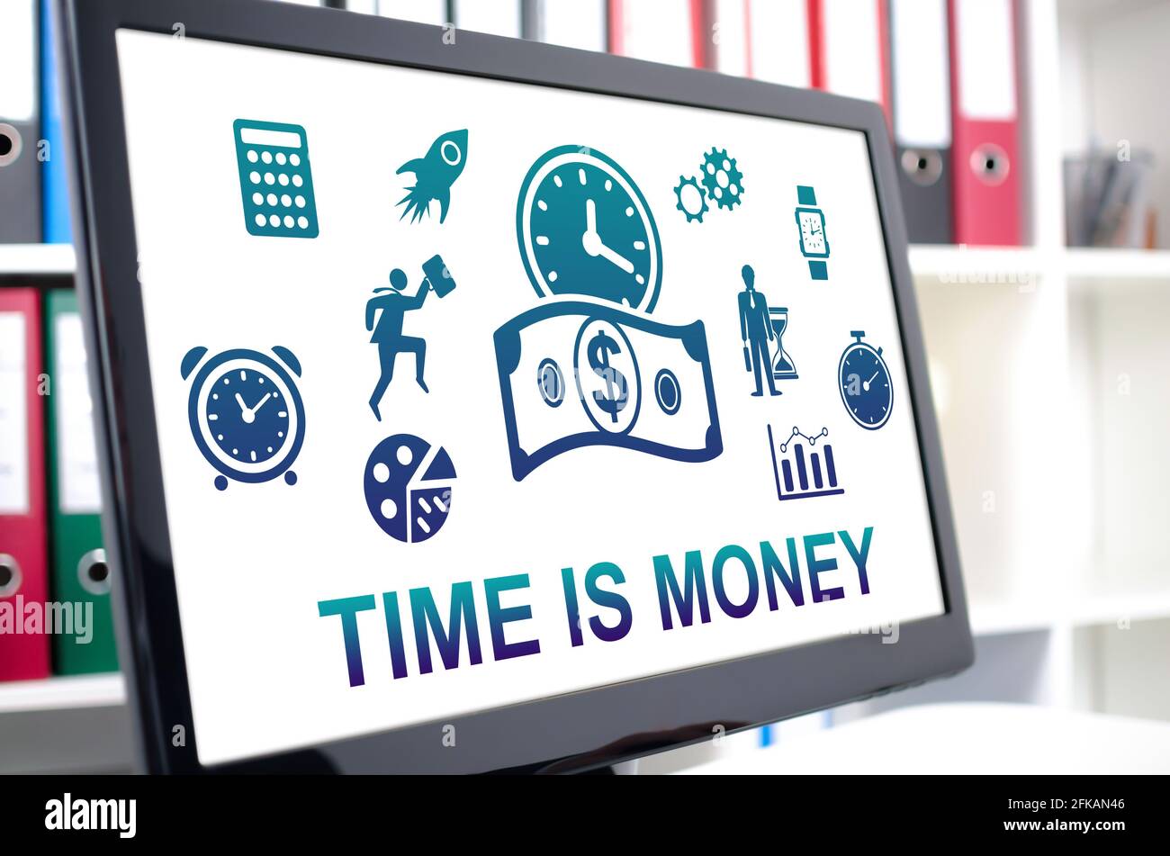 Time is money concept shown on a computer screen Stock Photo