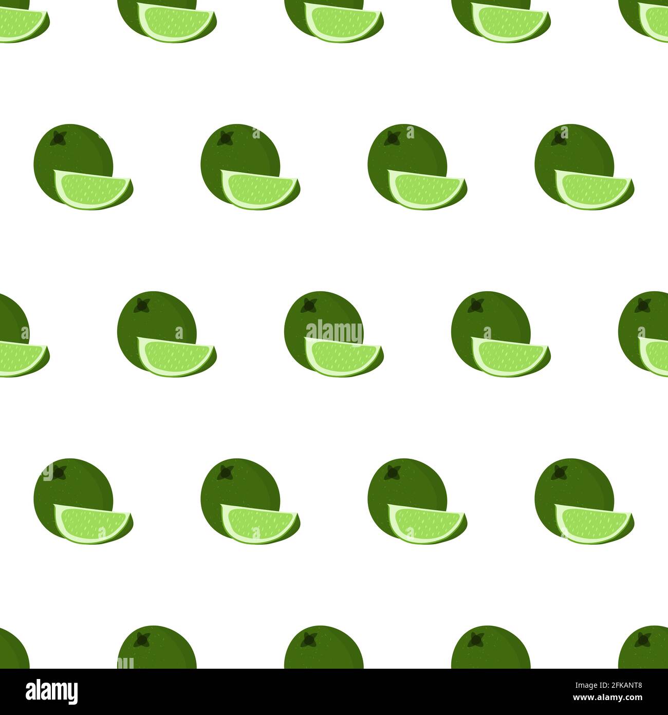 Hand drawn seamless pattern with green lime slice and whole fruit for ...