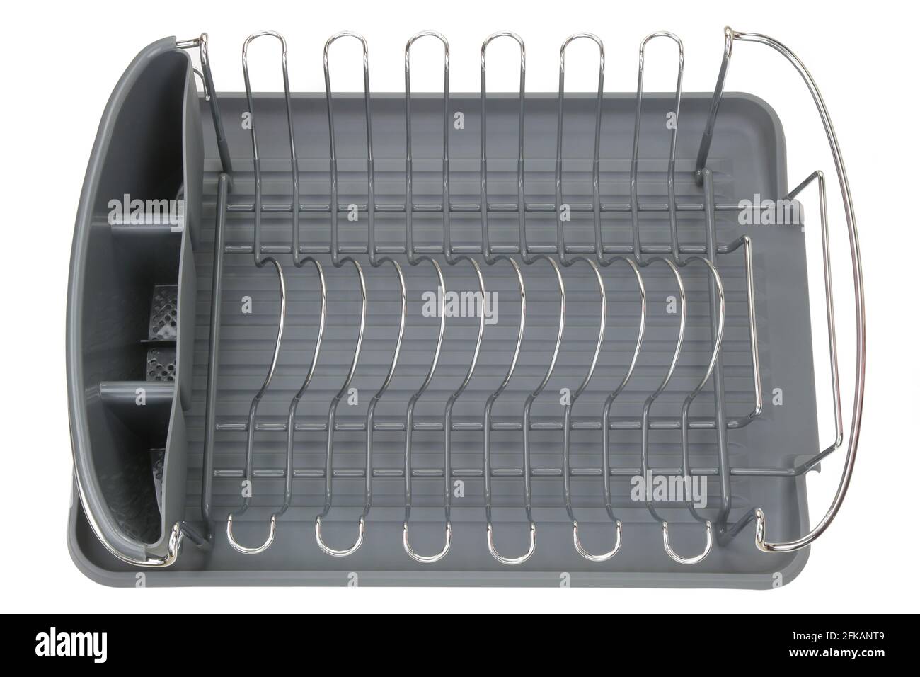 https://c8.alamy.com/comp/2FKANT9/empty-aluminum-dish-rack-shelf-with-a-gray-tray-for-drying-dish-and-kitchenware-isolated-on-white-2FKANT9.jpg