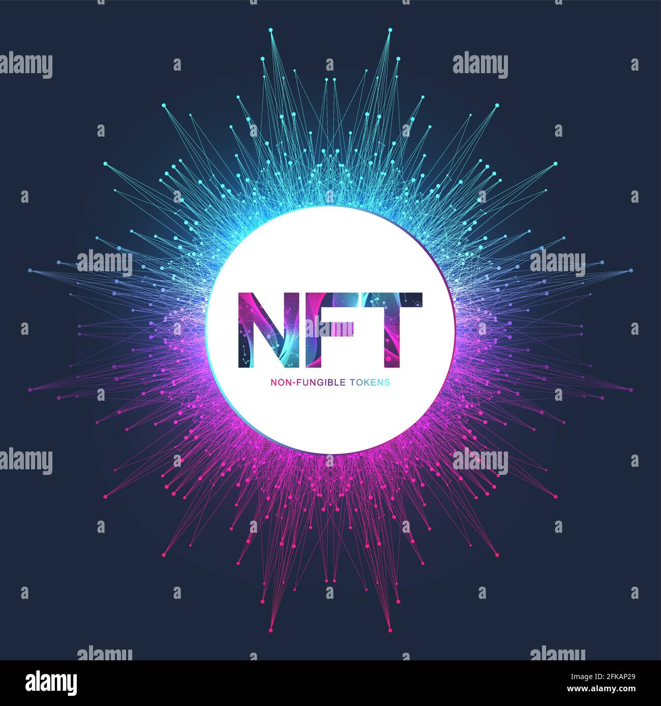 NFT non fungible token. Non-fungible tokens icon covering concept NFT. High-tech technology symbol logo vector. Stock Vector