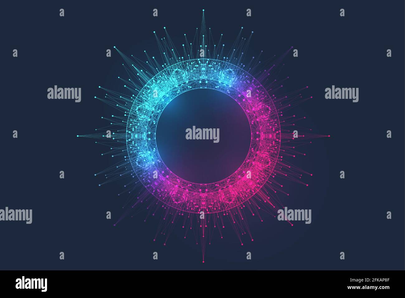 Innovative vector illustration for processing big data quantum computer technologies, analysis and structuring of information. Big data machine Stock Vector