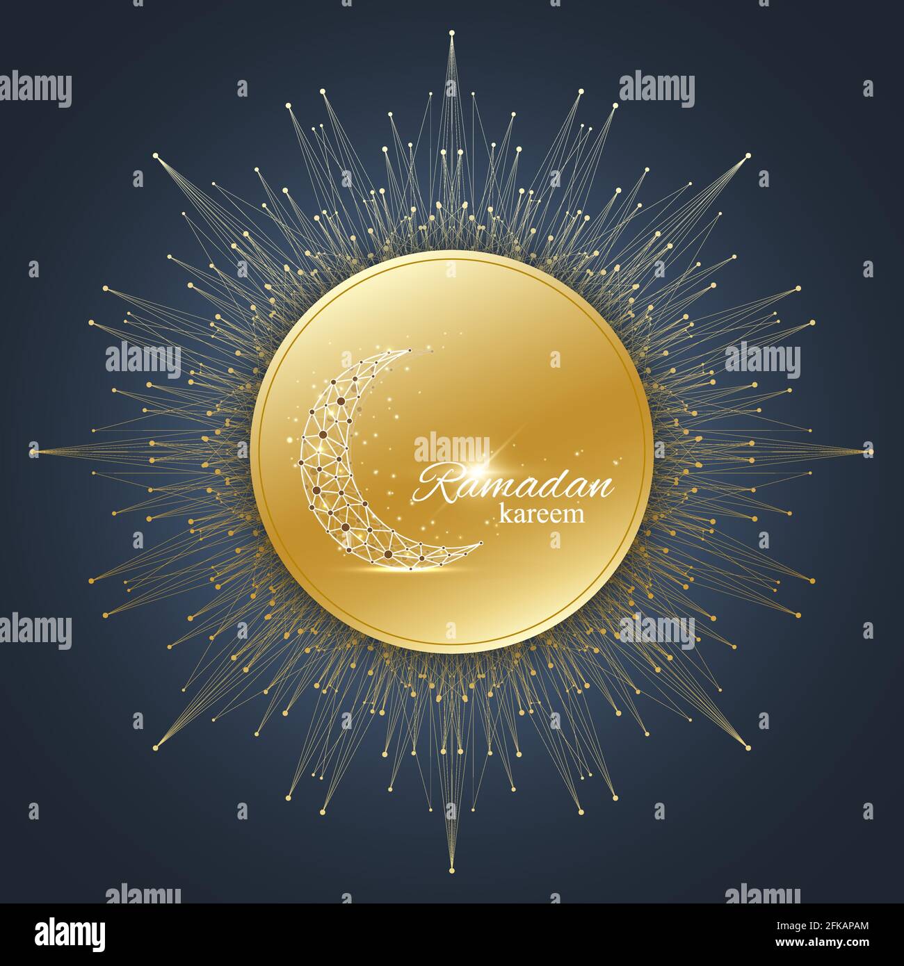 Ramadan Kareem background. Golden moon. Eid Mubarak celebration. Vector illustration. Stock Vector