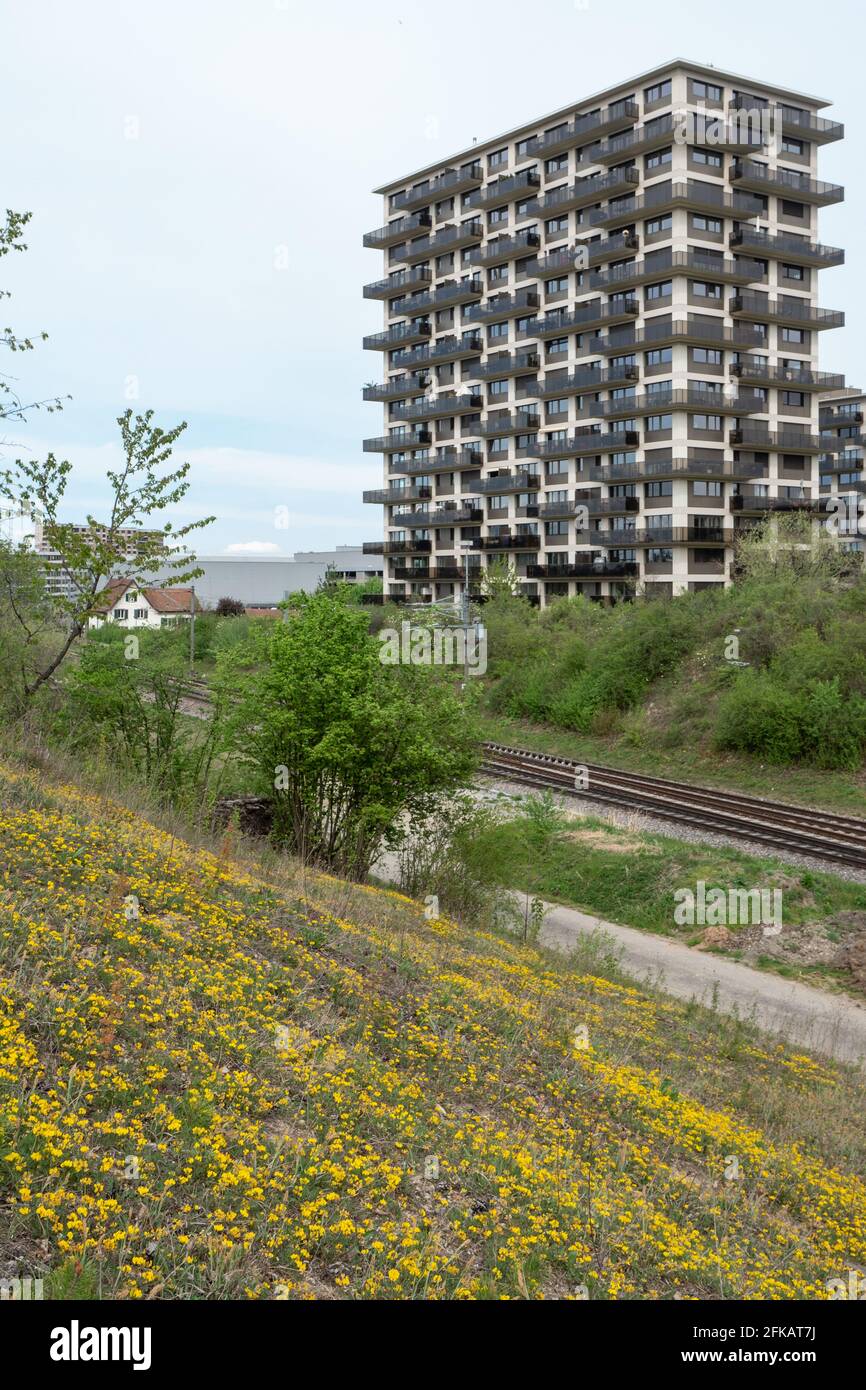Duebendorf, Switzerland - April 19th 2020: Recently constructed housing