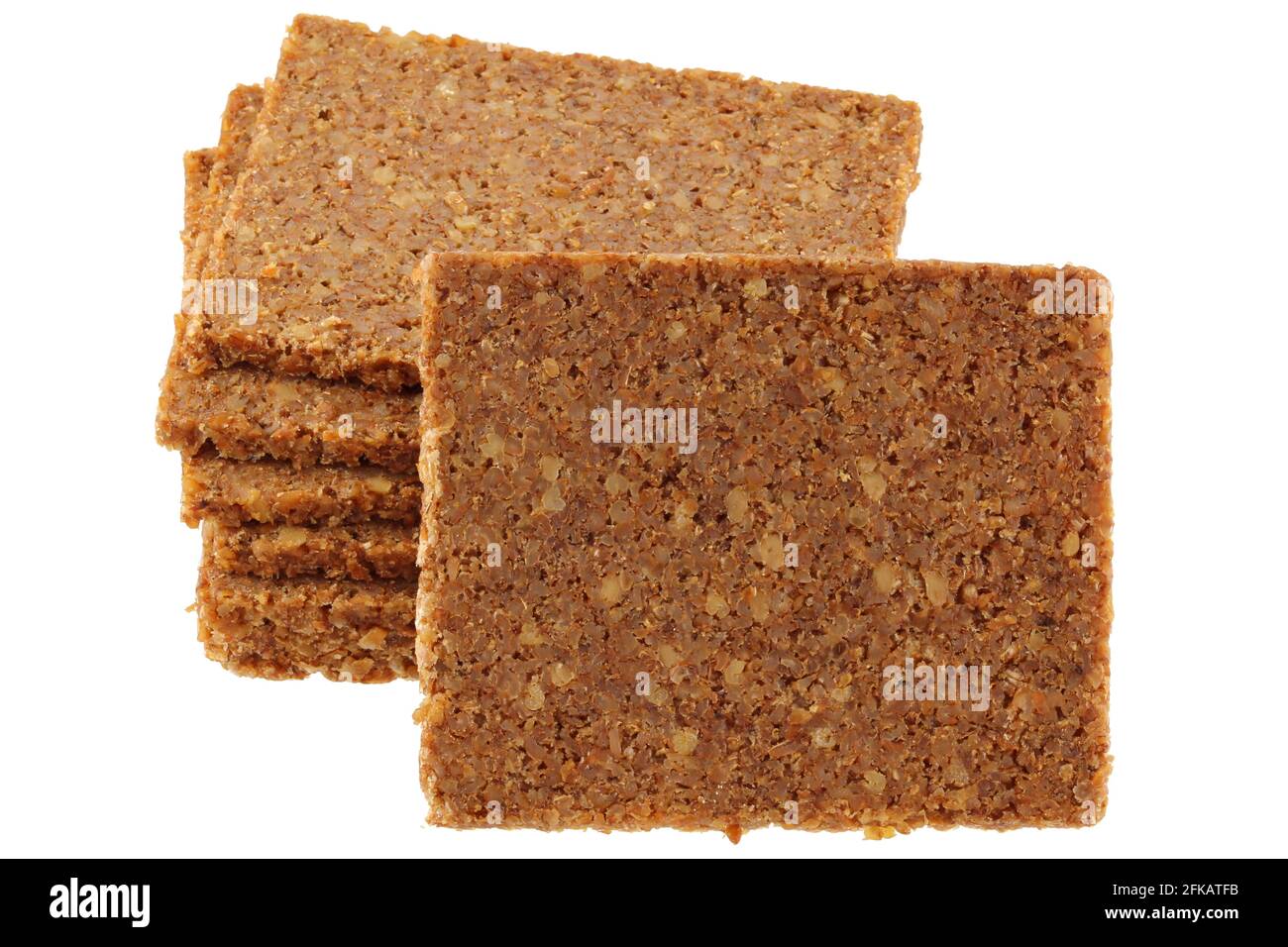 Closeup of whole grain fitness bread isolated on white Stock Photo