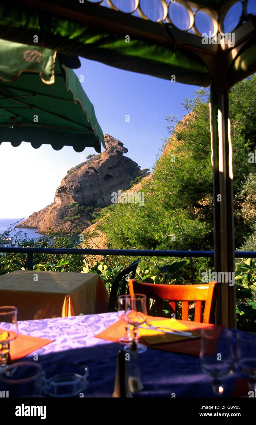 Restaurant of calanques de Figuerolles La Ciotat Stock Photo Alamy