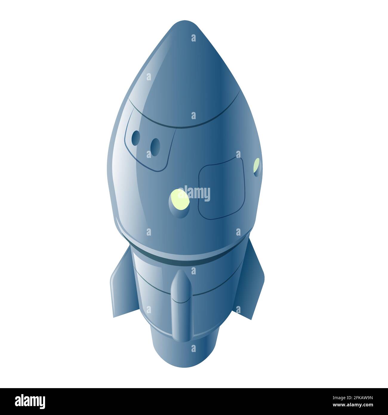 Concept illustration of the of the space rocket on the white background Stock Vector