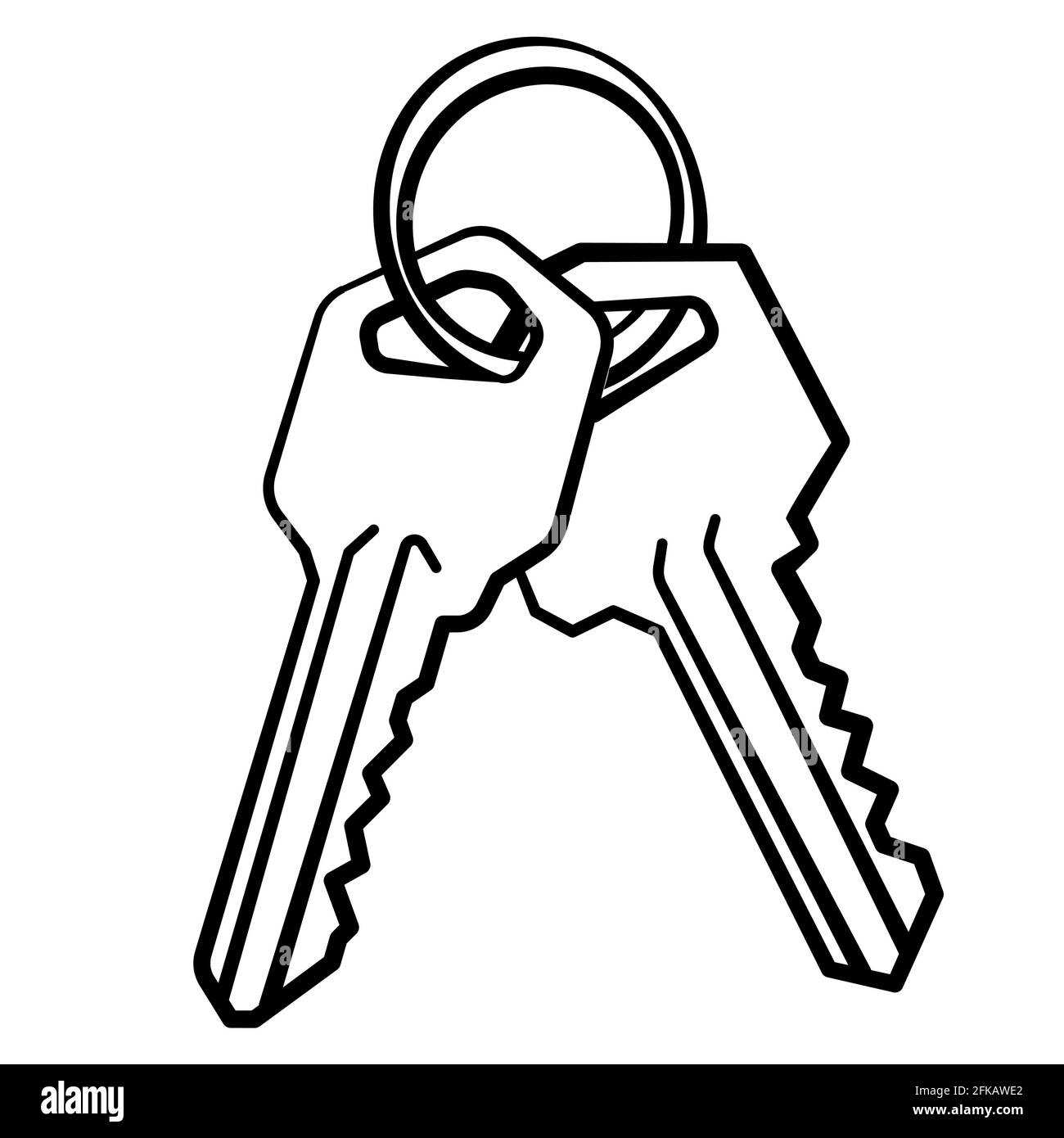 black and white outline illustration of the door keys Stock Vector ...