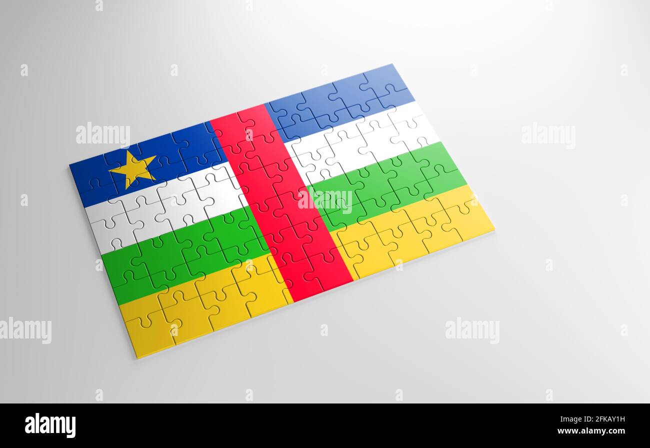 A jigsaw puzzle with a print of the flag of Central African Republic