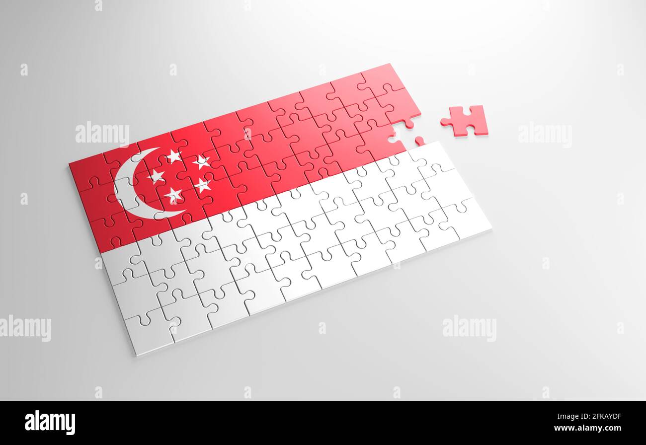 A jigsaw puzzle with a print of the flag of Singapore, pieces of the puzzle  isolated on white background. Fulfillment and perfection concept. Symbol  Stock Photo - Alamy