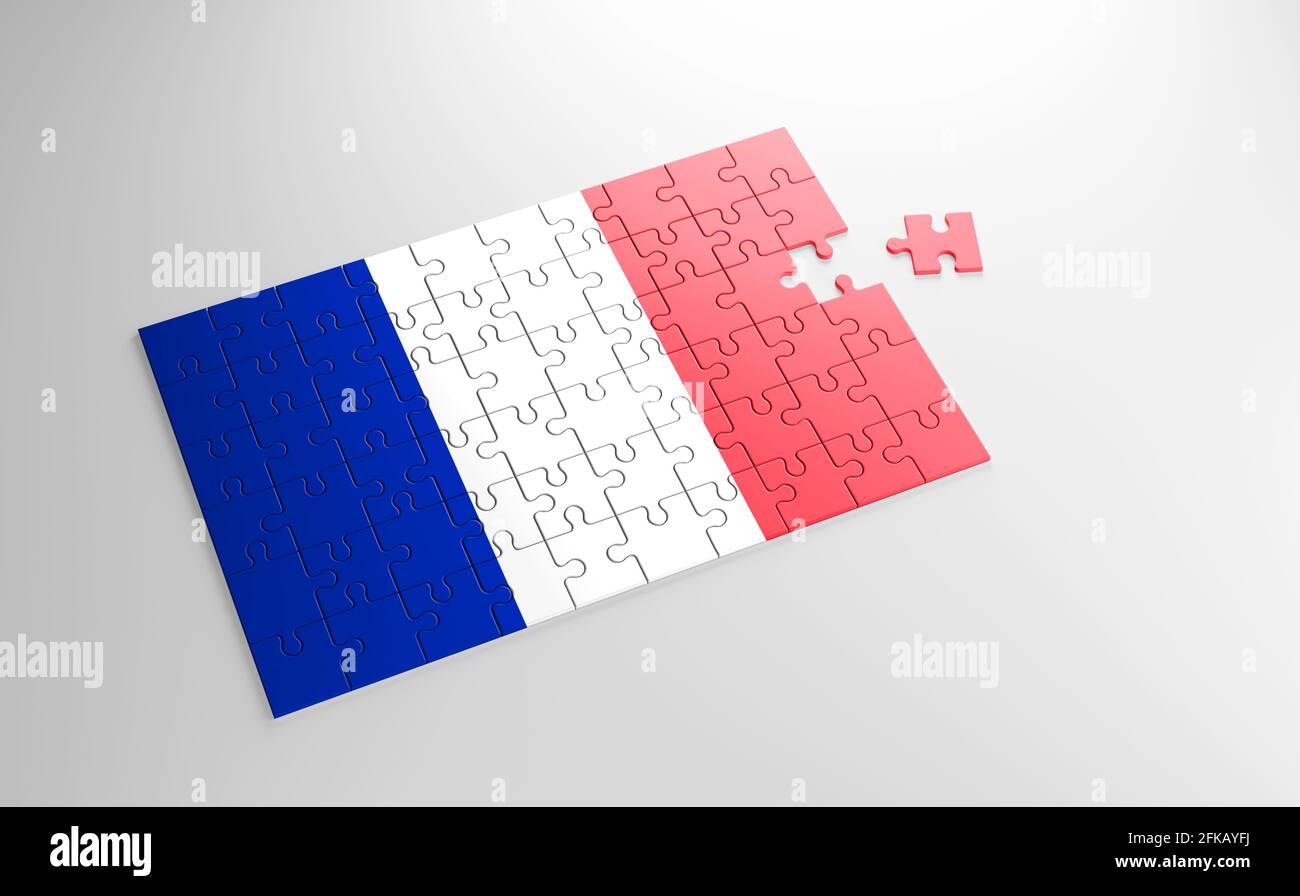 A jigsaw puzzle with a print of the flag of Saint Martin, pieces of the  puzzle isolated on white background. Fulfillment and perfection concept  Stock Photo - Alamy