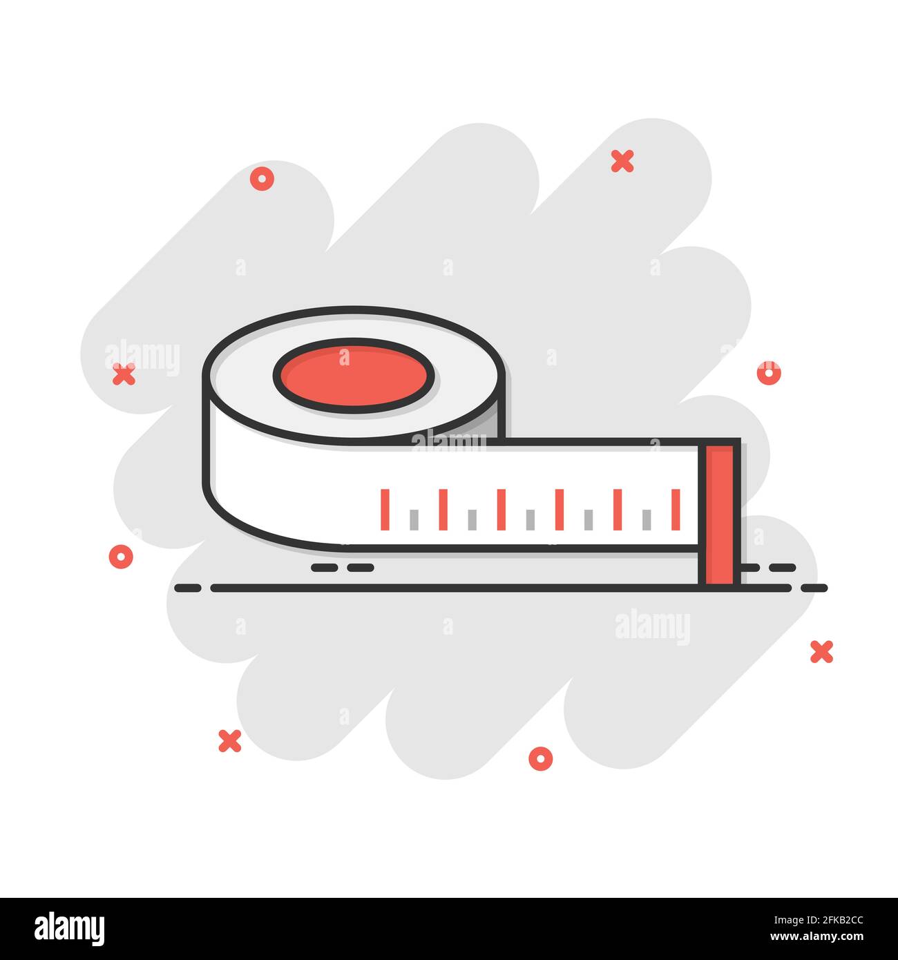 Measure tape icon in comic style. Ruler cartoon sign vector ...