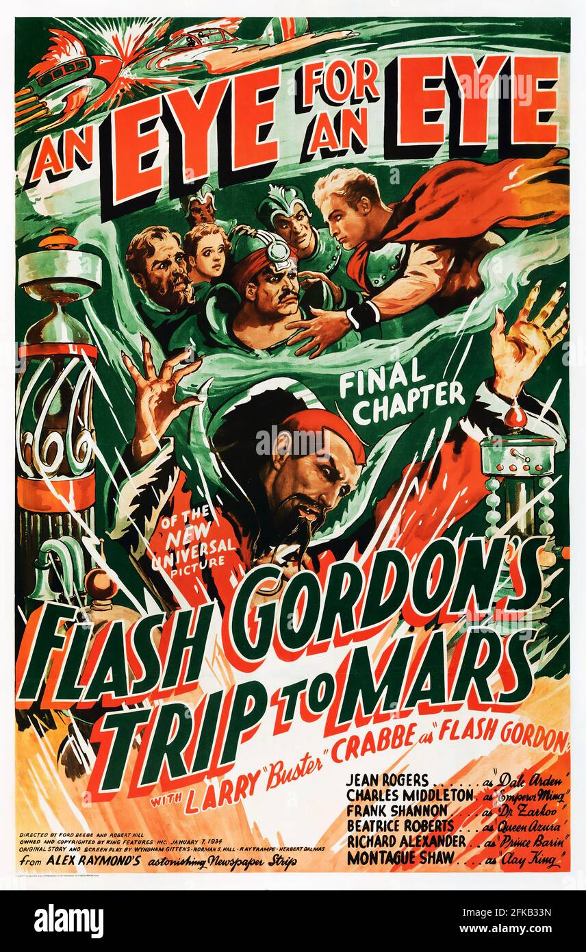 Flash Gordon's Trip to Mars is a 1938 Universal Pictures 15–chapter science fiction movie serial, based on the syndicated newspaper comic strip. Stock Photo
