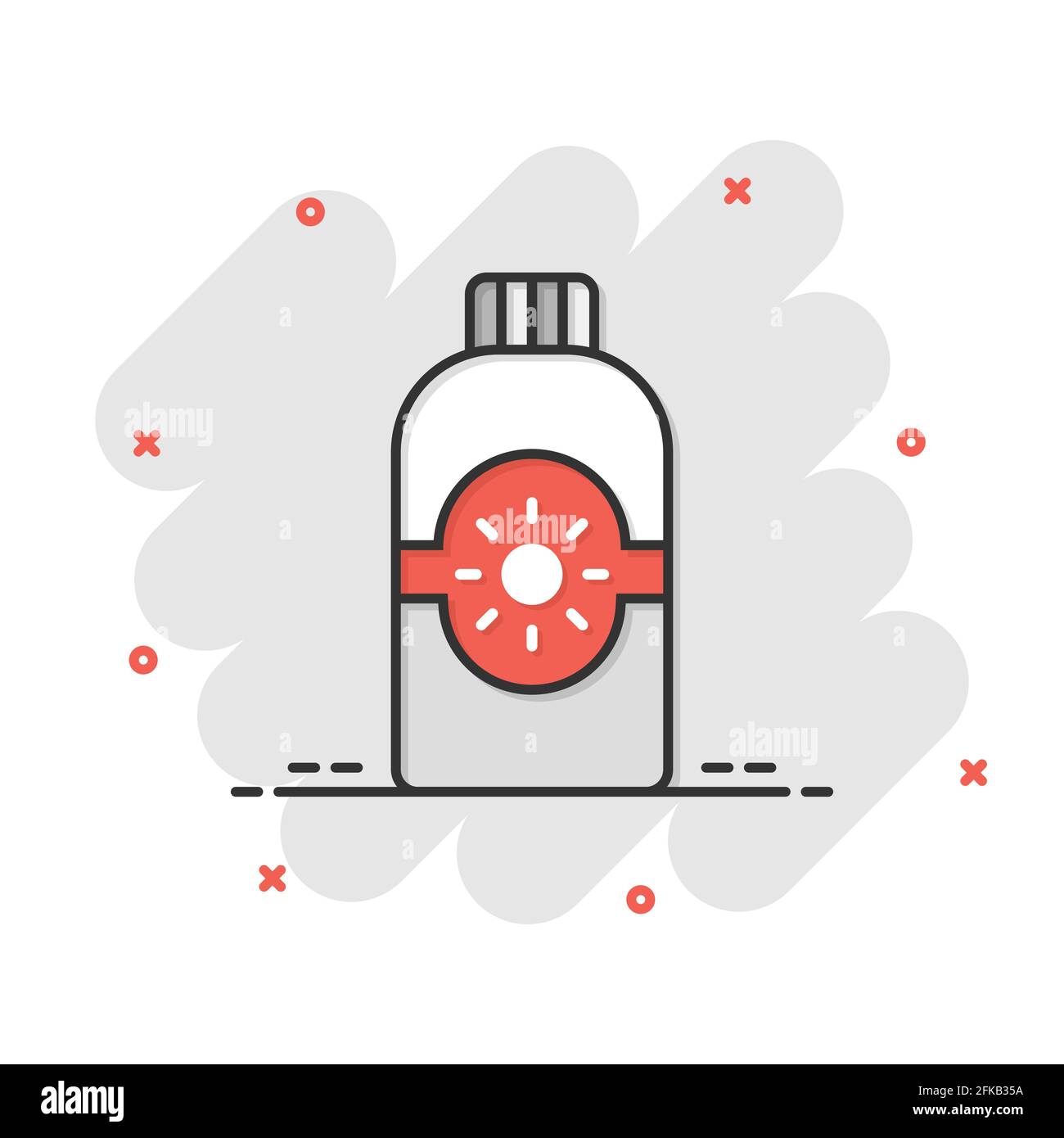 Sun protection icon in comic style. Sunblock cream cartoon vector ...