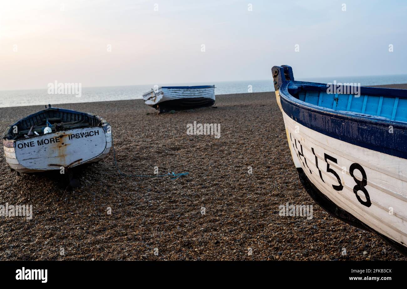 Traditional wooden open top fishing boats Stock Photo