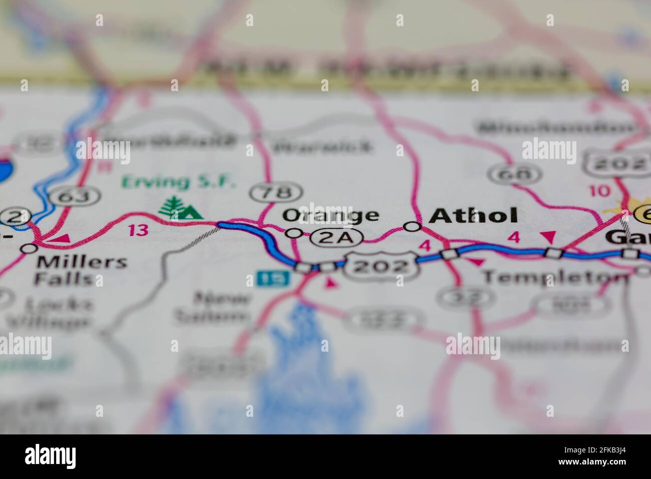 Orange Massachusetts USA Shown on a Geography map or road map Stock