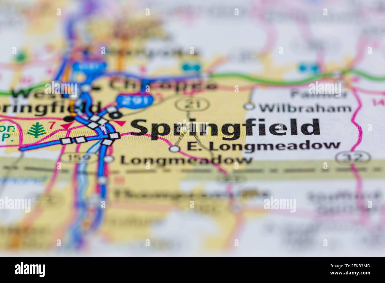 Springfield Massachusetts USA Shown on a Geography map or road map ...