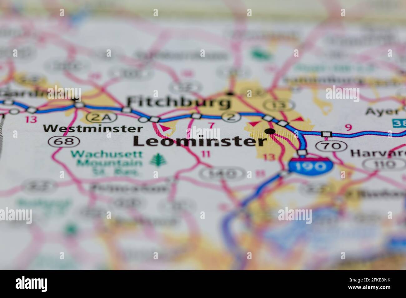 Leominster Massachusetts USA Shown on a Geography map or road map Stock Photo