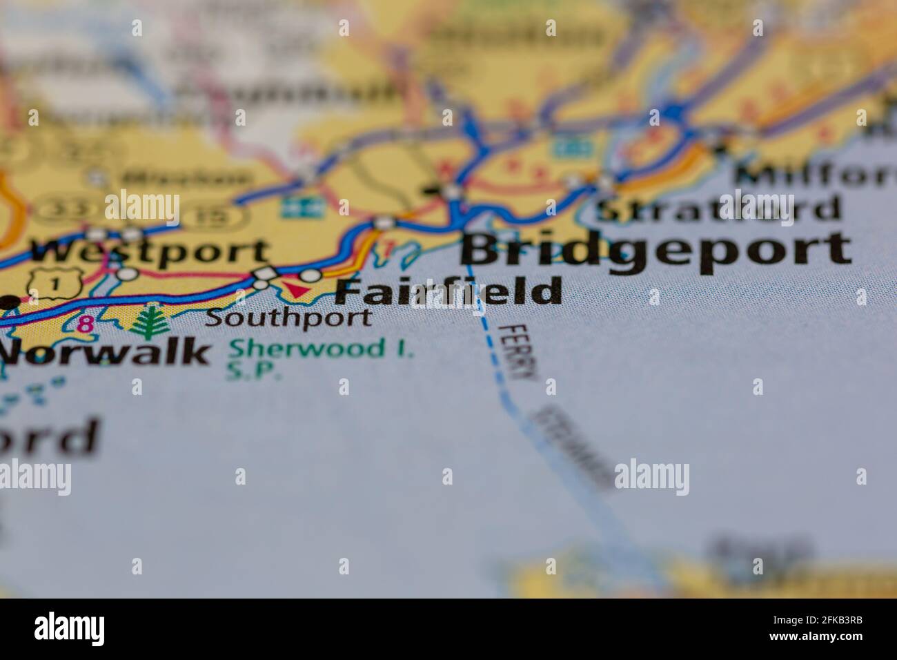 Fairfield Connecticut USA Shown on a geography map or road map Stock 