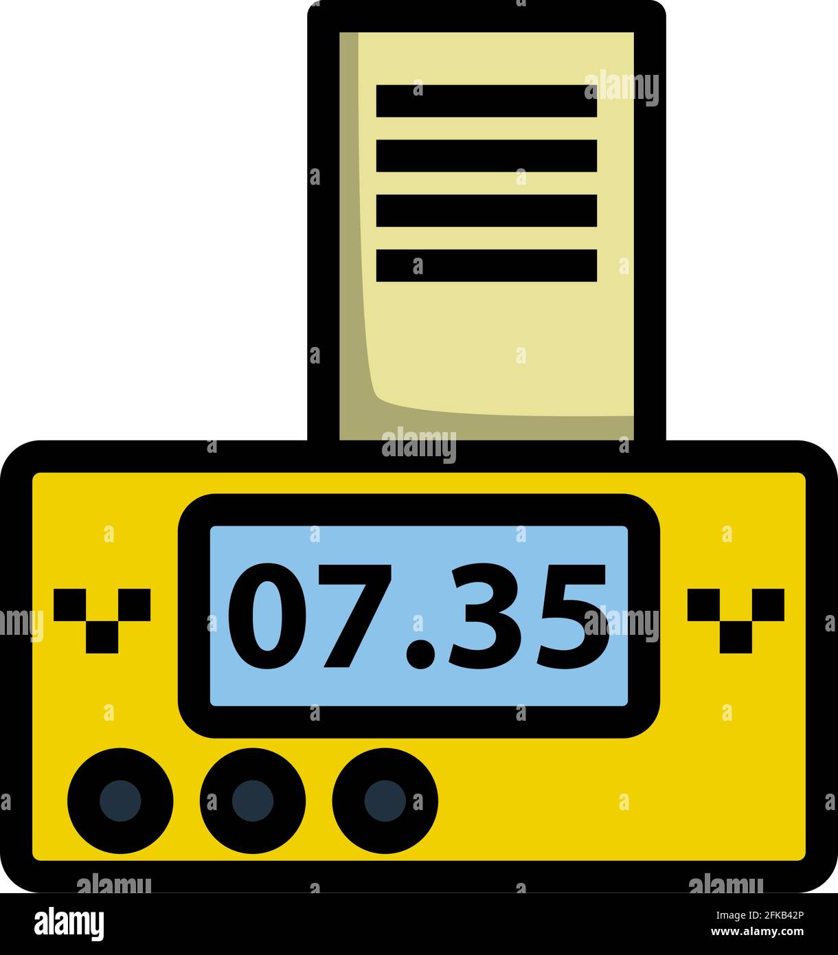 Taxi Meter With Receipt Icon. Editable Bold Outline With Color Fill Design. Vector Illustration. Stock Vector