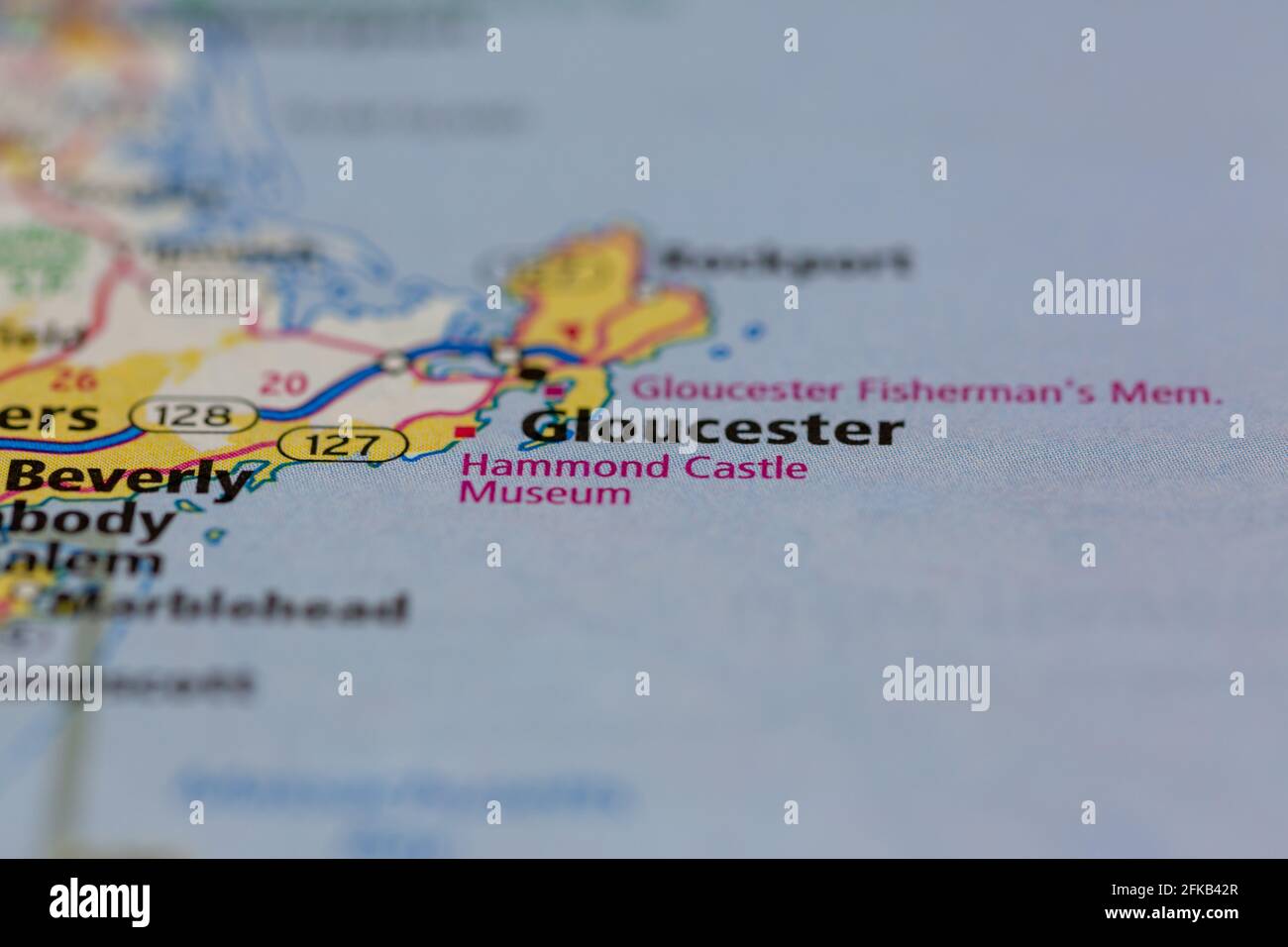 Gloucester Massachusetts USA Shown on a Geography map or road map Stock Photo