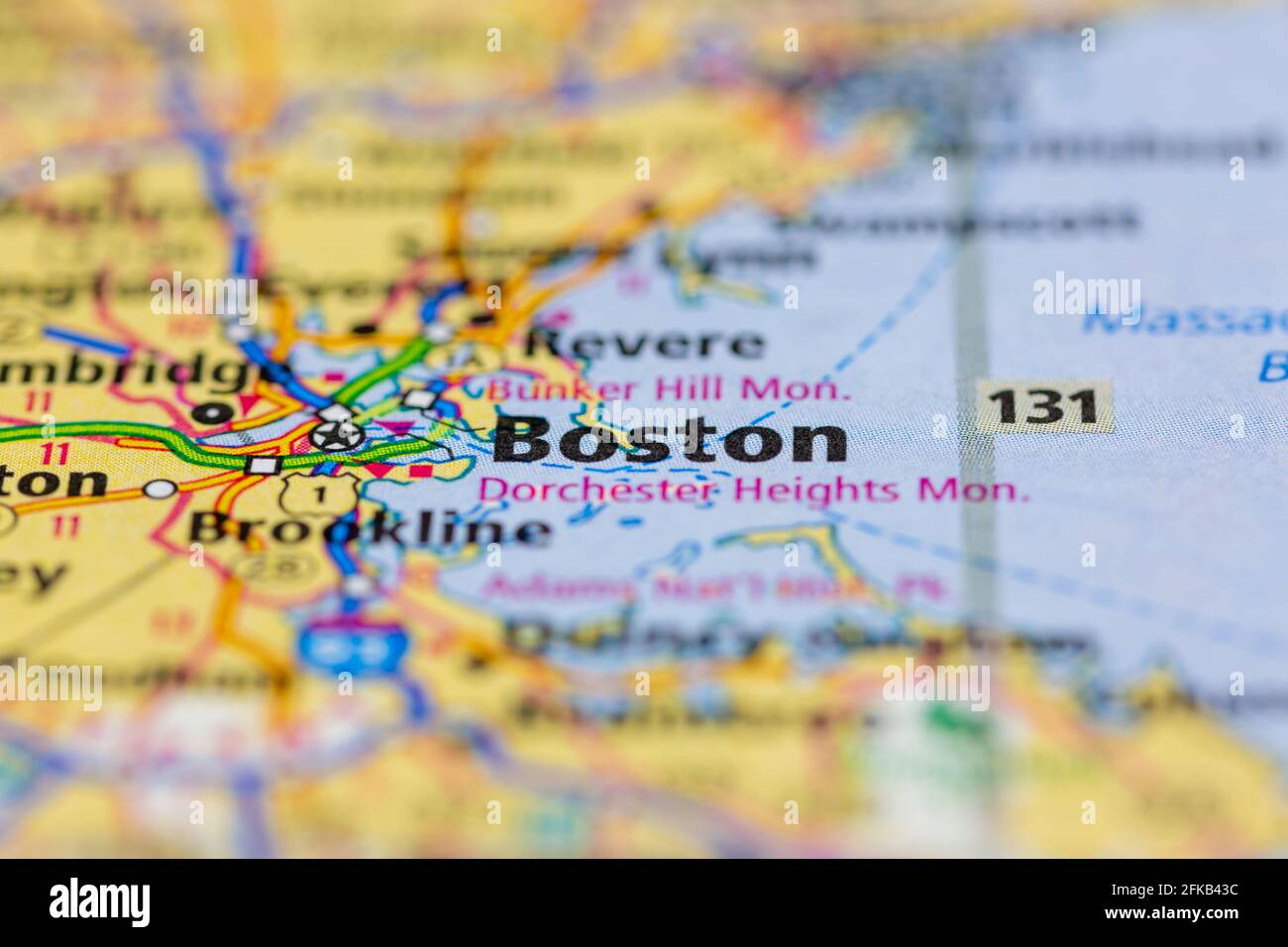 Boston Massachusetts USA Shown on a Geography map or road map Stock